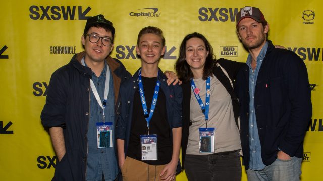 Director Christopher Radcliff, Actor James Freedson-Jackson, Director Lauren Wolkstein and Actor Alex Pettyfer at the world premiere of The Strange Ones during the 2017 SXSW Festivals and Conferences.