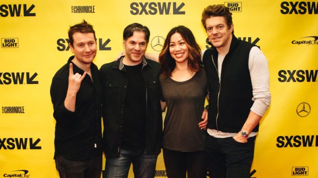 From left to right: Leigh Whannell, Steven Susco, Vera Miao, Jason Blum