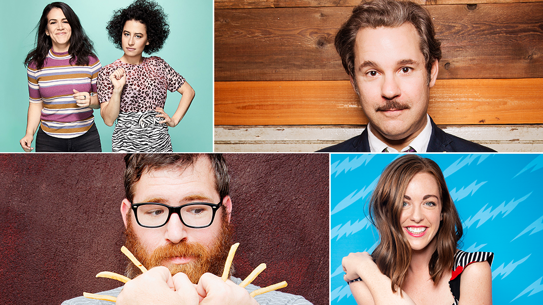 2019 SXSW Comedy participants (l-r): Abbi Jacobson and Ilana Glazer - Photo by Art Streiber; Paul F. Tompkins - Photo by Mindy Tucker; Mike Lawrence; and Megan Gailey.