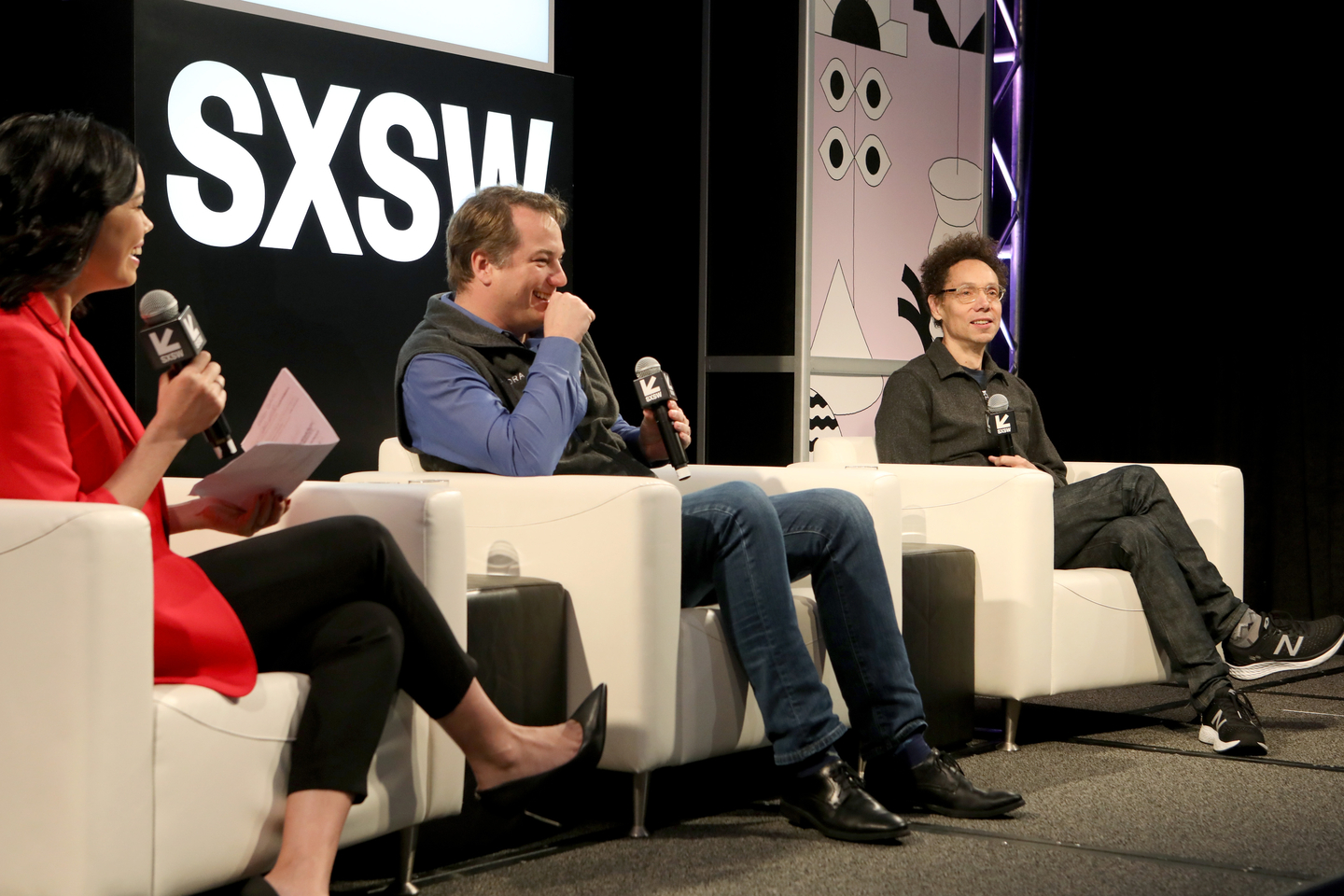 (L-R) Jo Ling Kent, Chris Urmson, and Malcolm Gladwell at Featured Session: Self-Driving Cars: The Future is When? Photo by Samantha Burkardt/Getty Images for SXSW