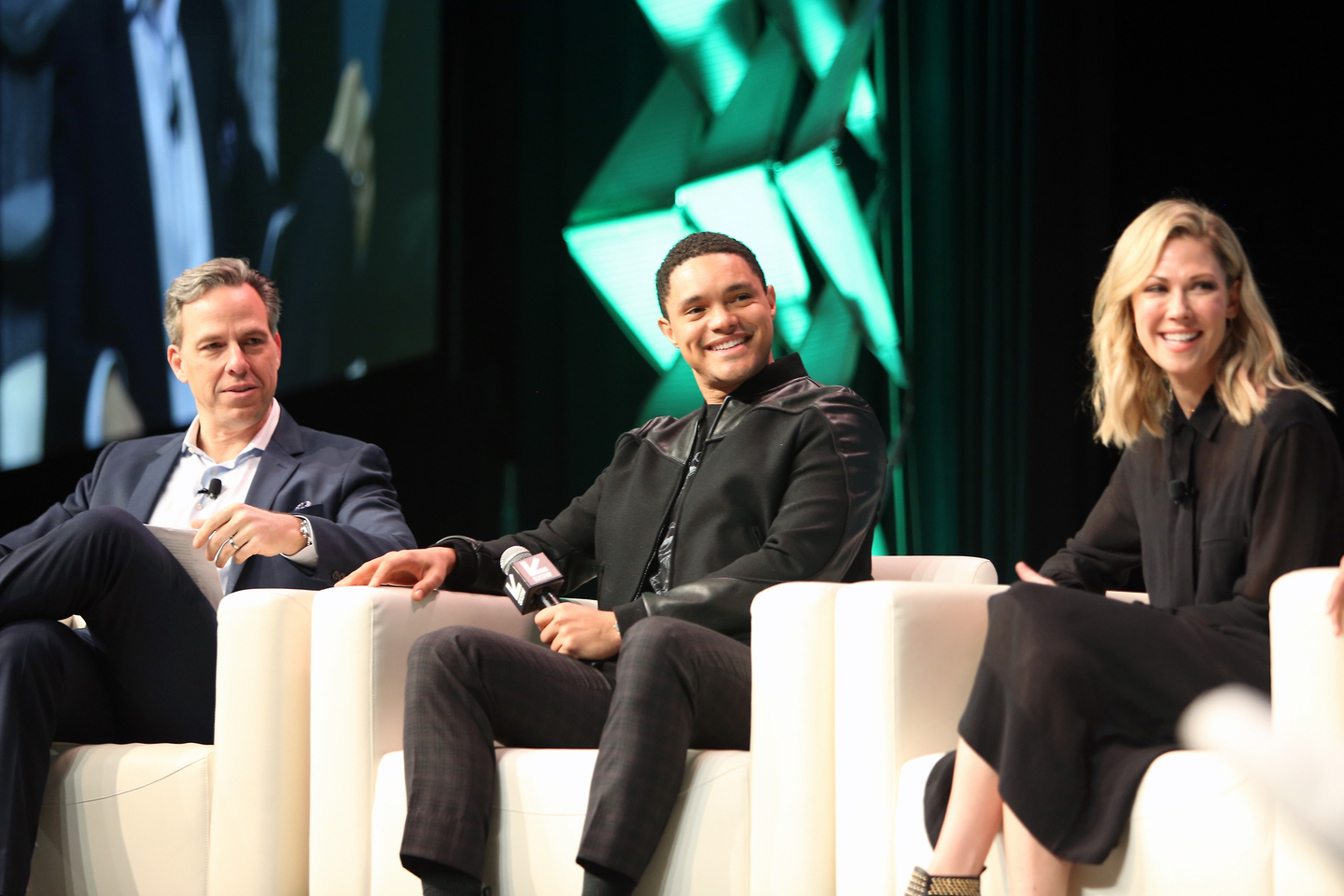 Jake Tapper, Trevor Noah, and Desi Lydic at their Featured Session - Photo by Travis P Ball/Getty Images for SXSW