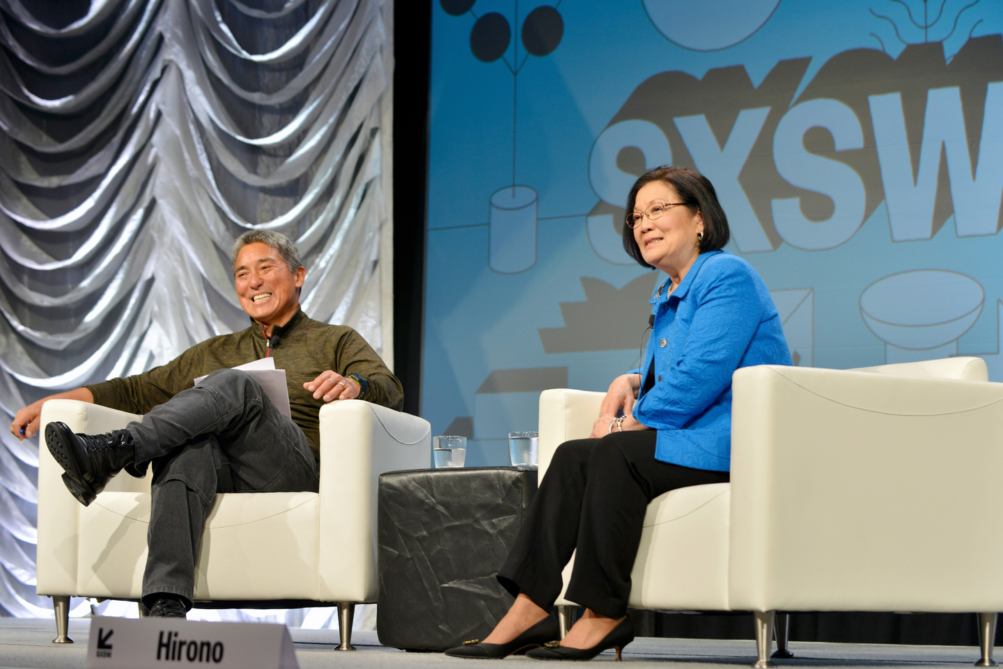 (L-R) Guy Kawasaki and Senator Mazie K. Hirono at their Featured Session - Photo by Nicola Gell/Getty Images for SXSW