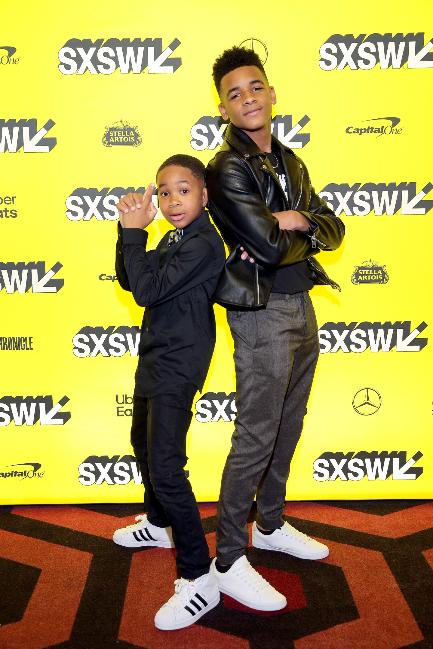 (L-R) Cayden K. Williams and Akili McDowell attend the 'David Makes Man' Premiere at the Alamo Lamar.