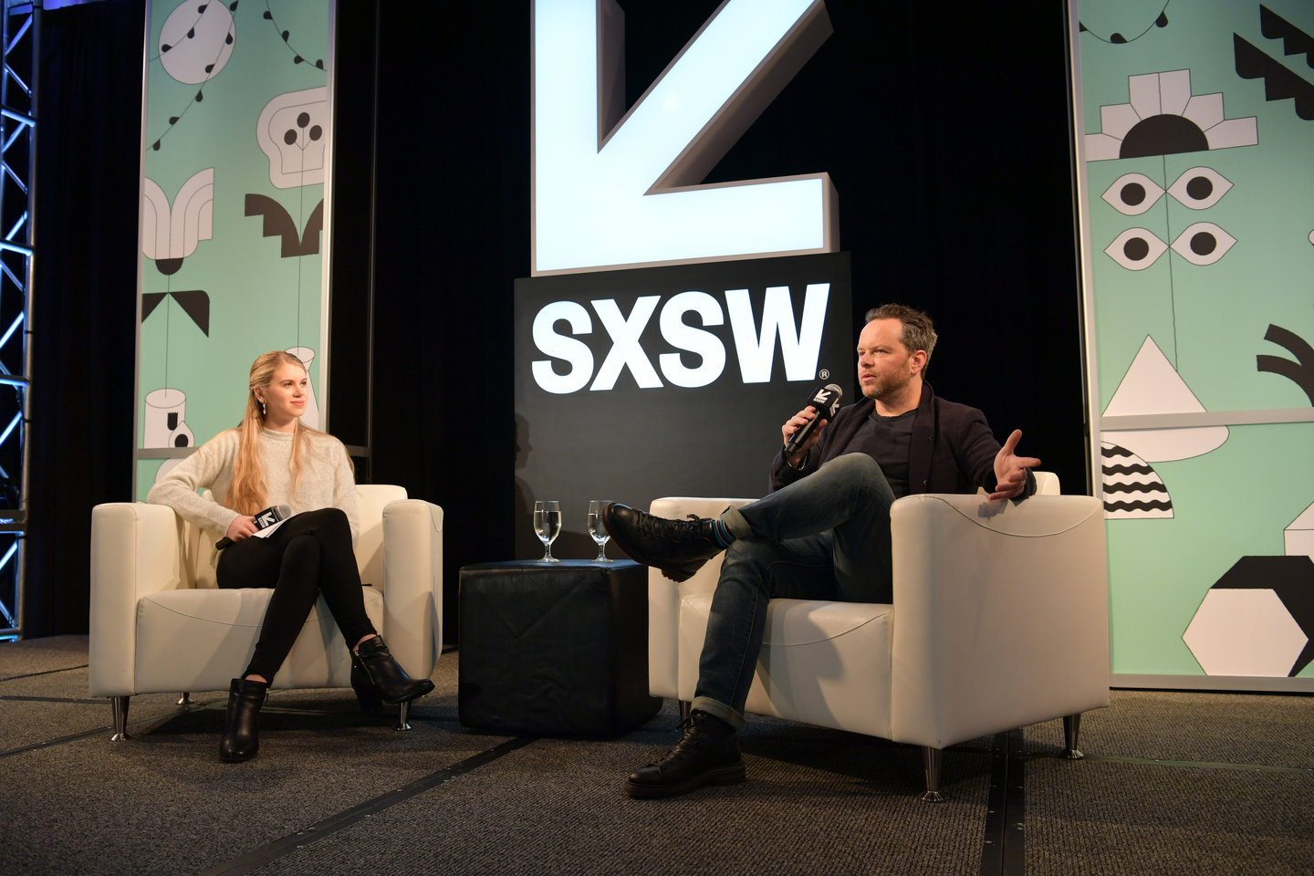 Bryn Sandberg and Noah Hawley speak onstage at his Featured Session.