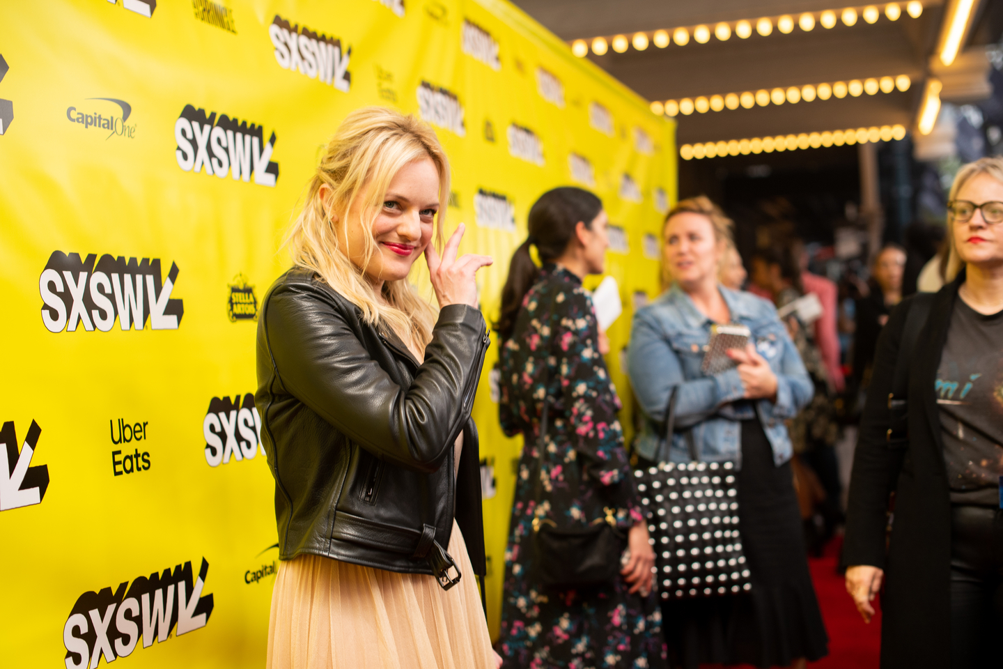 Elisabeth Moss attends the Us world premiere at the Paramount Theatre.
