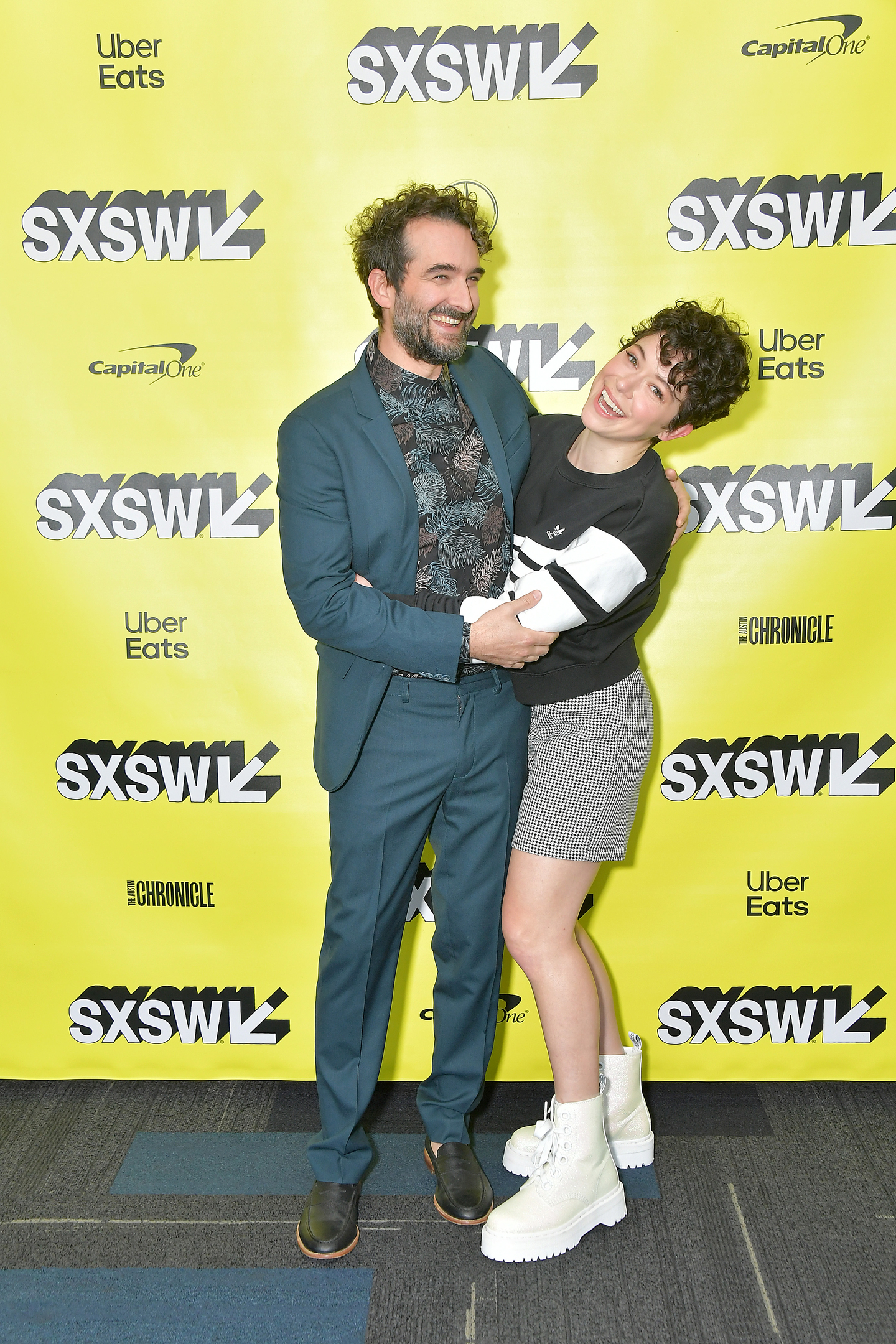 Actors Jay Duplass and Tatiana Maslany attend the premiere of Pink Wall at ZACH Theatre.