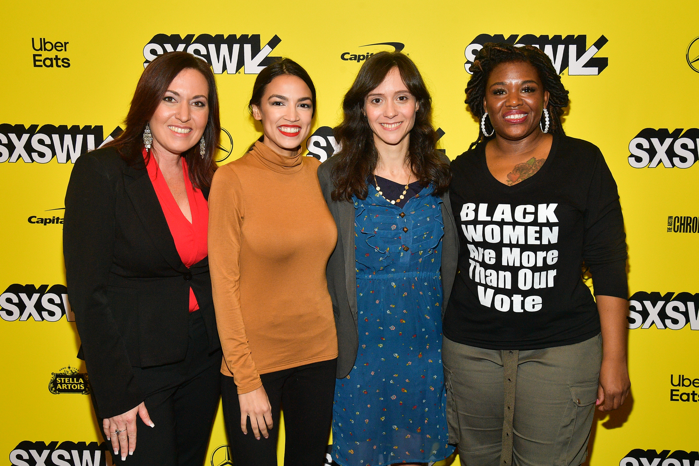 Amy Vilela, Alexandria Ocasio-Cortez, Rachel Lears, and Cori Bush attend the Knock Down The House Premiere at the Paramount Theatre.