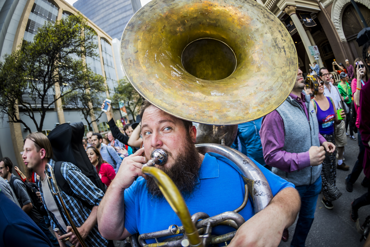 Preservation Hall Jazz Band Parade. Photo by Aaron Rogosin