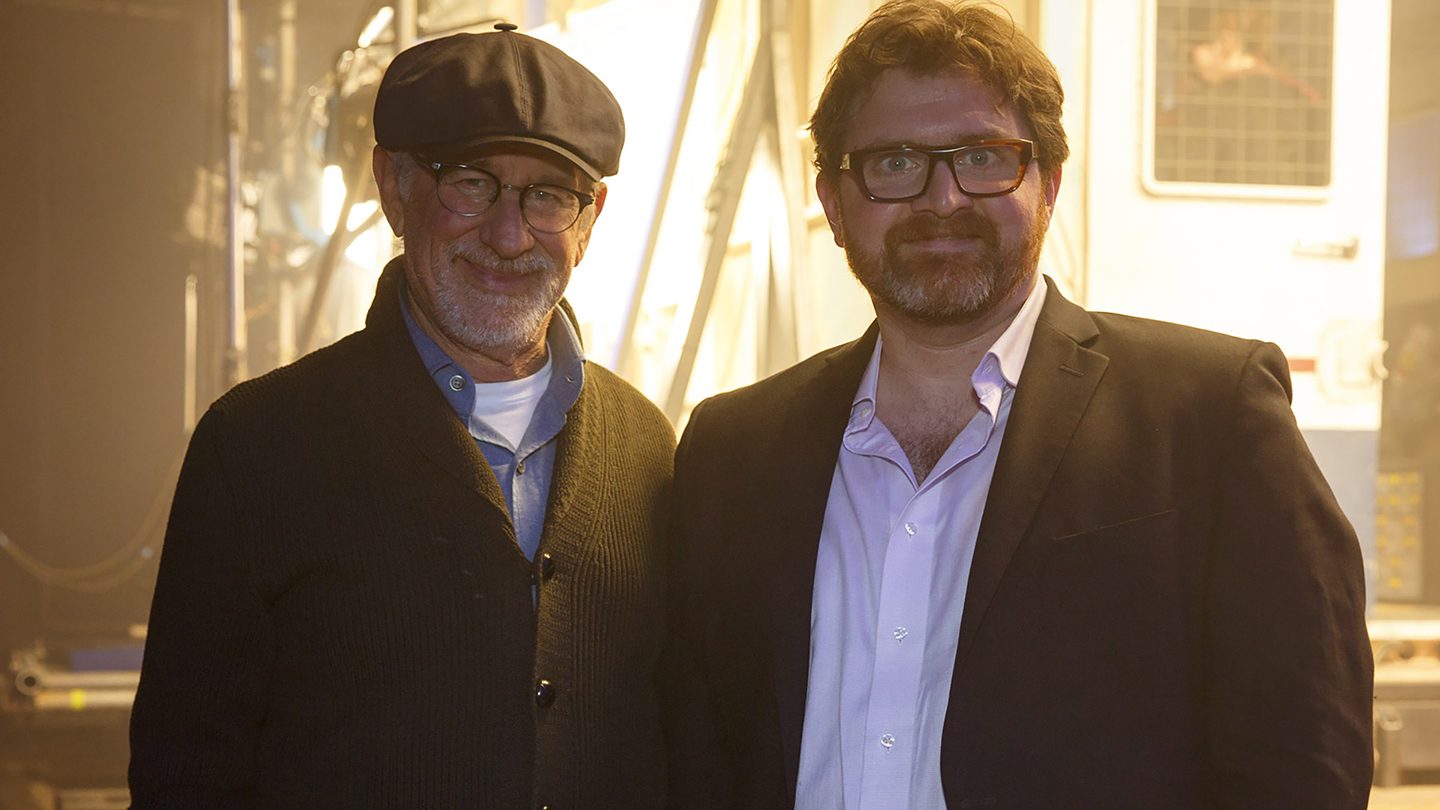 Cline (R) with Ready Player One Director Steven Spielberg. Photo by Jaap Buitendijk