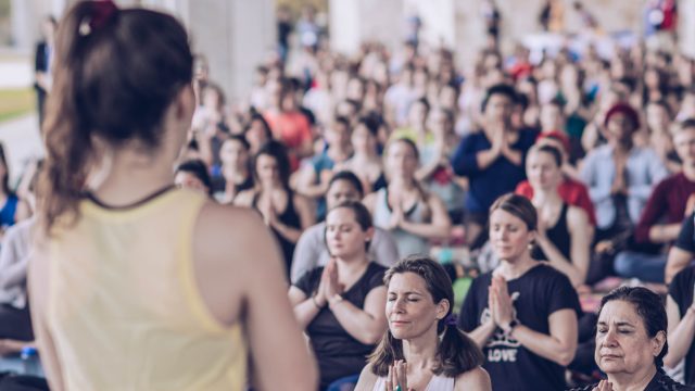 Yoga with Adriene at the Fitness Stage at SXSW Wellness Expo 2019