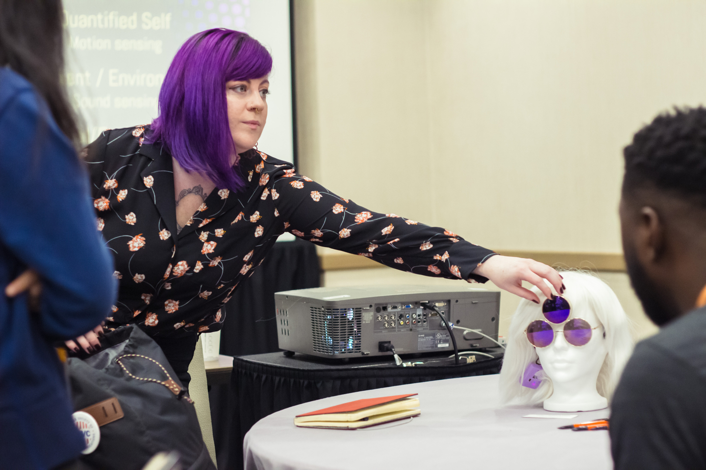 Angela Sheehan at the Fashion Hacking for Augmented Identity workshop – Photo by Holly Jee