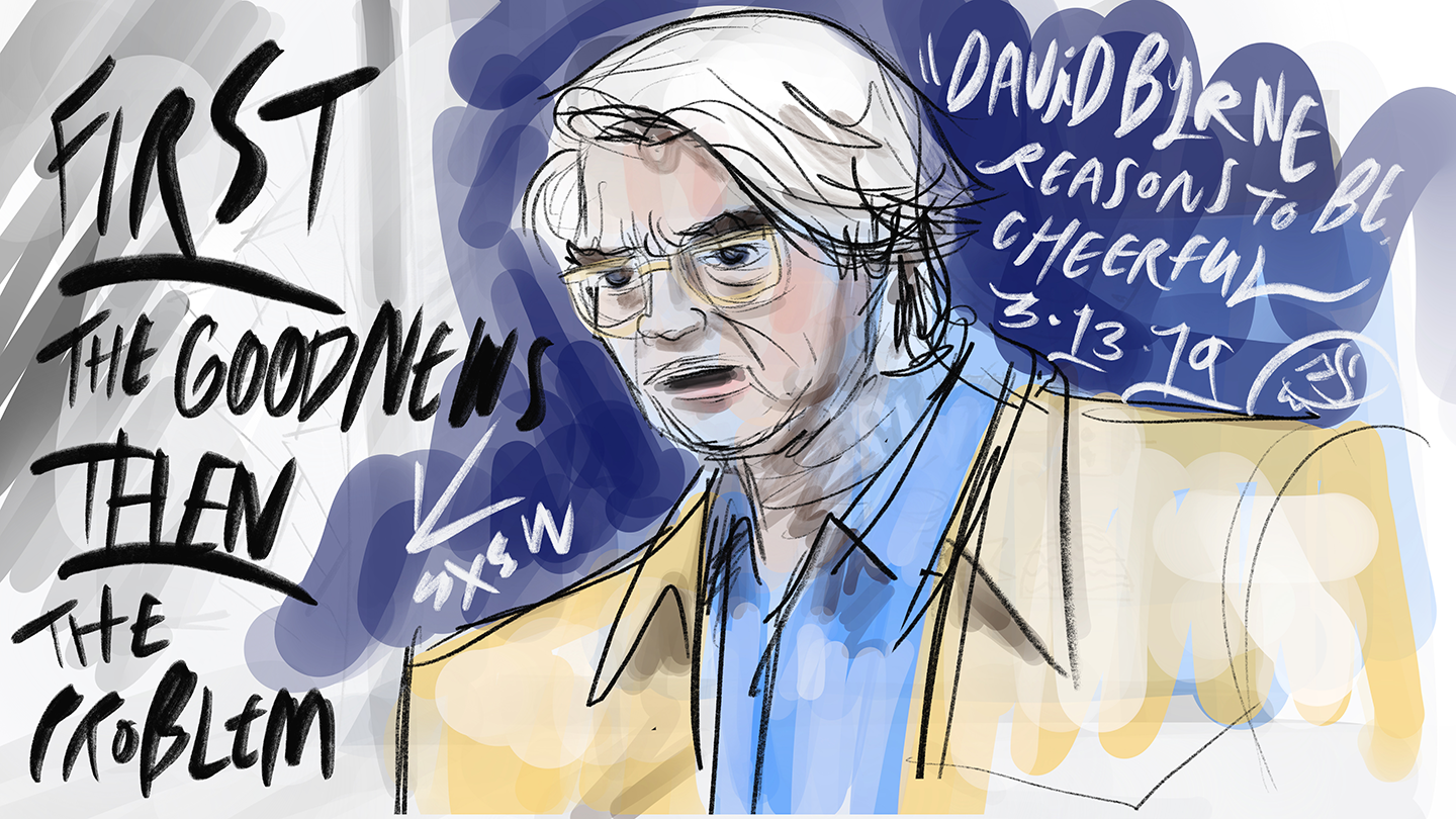 David Byrne at SXSW 2019 - Live Illustration by Ami Plasse