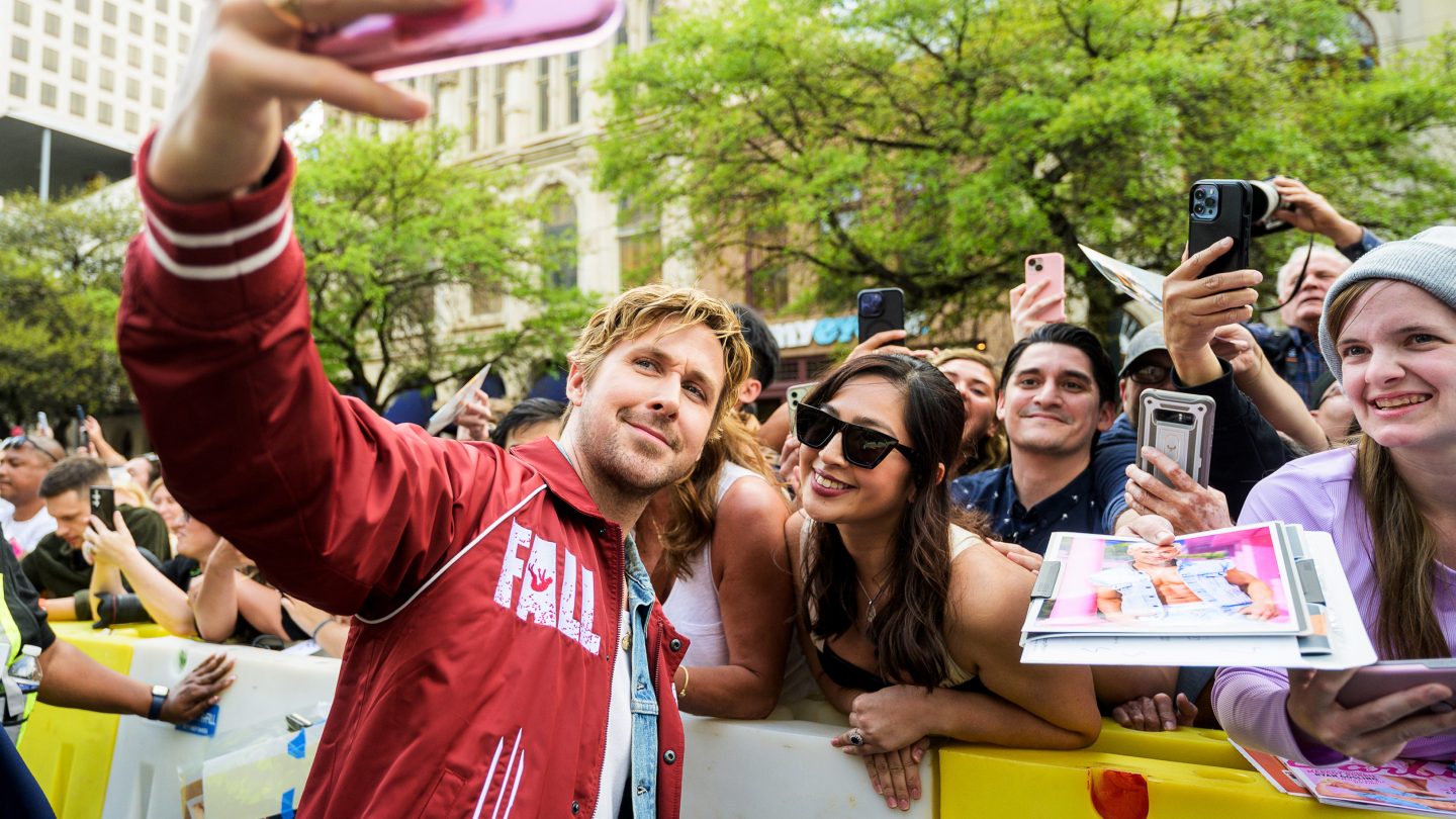 Ryan Gosling taking selfies at the SXSW 2024 